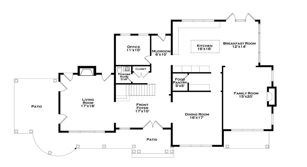 First level floor plan at 5 Walnut Ave luxury estate in Larchmont Manor