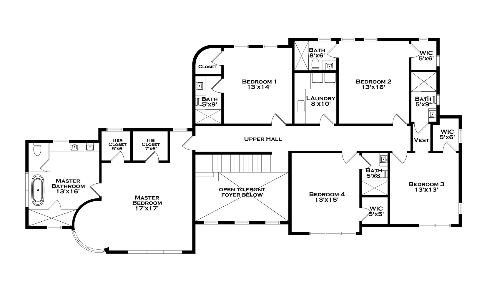 Second level floor plan at 5 Walnut Ave luxury estate in Larchmont Manor