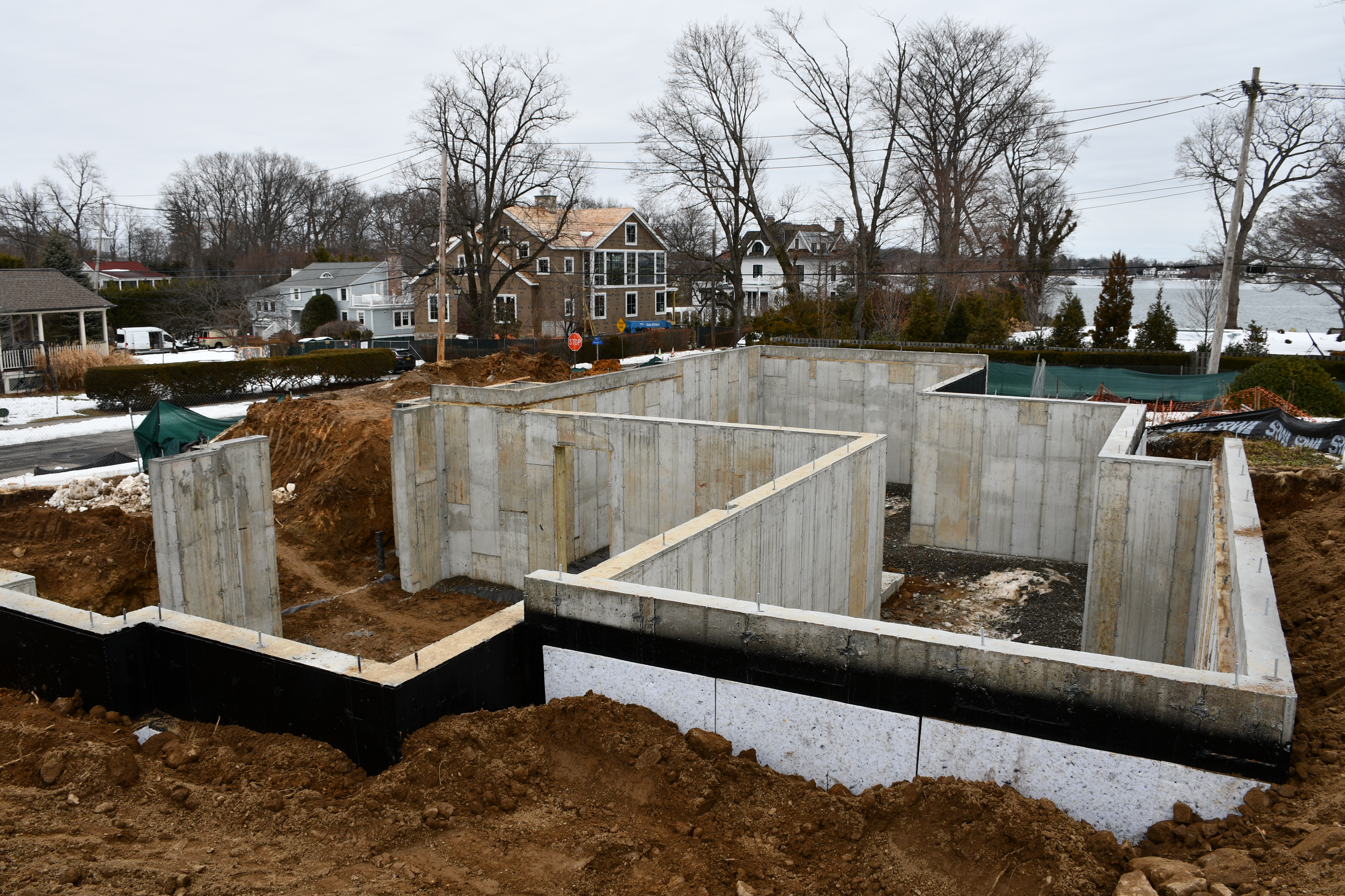 Construction progress of 5 Walnut Ave luxury estate in Larchmont Manor