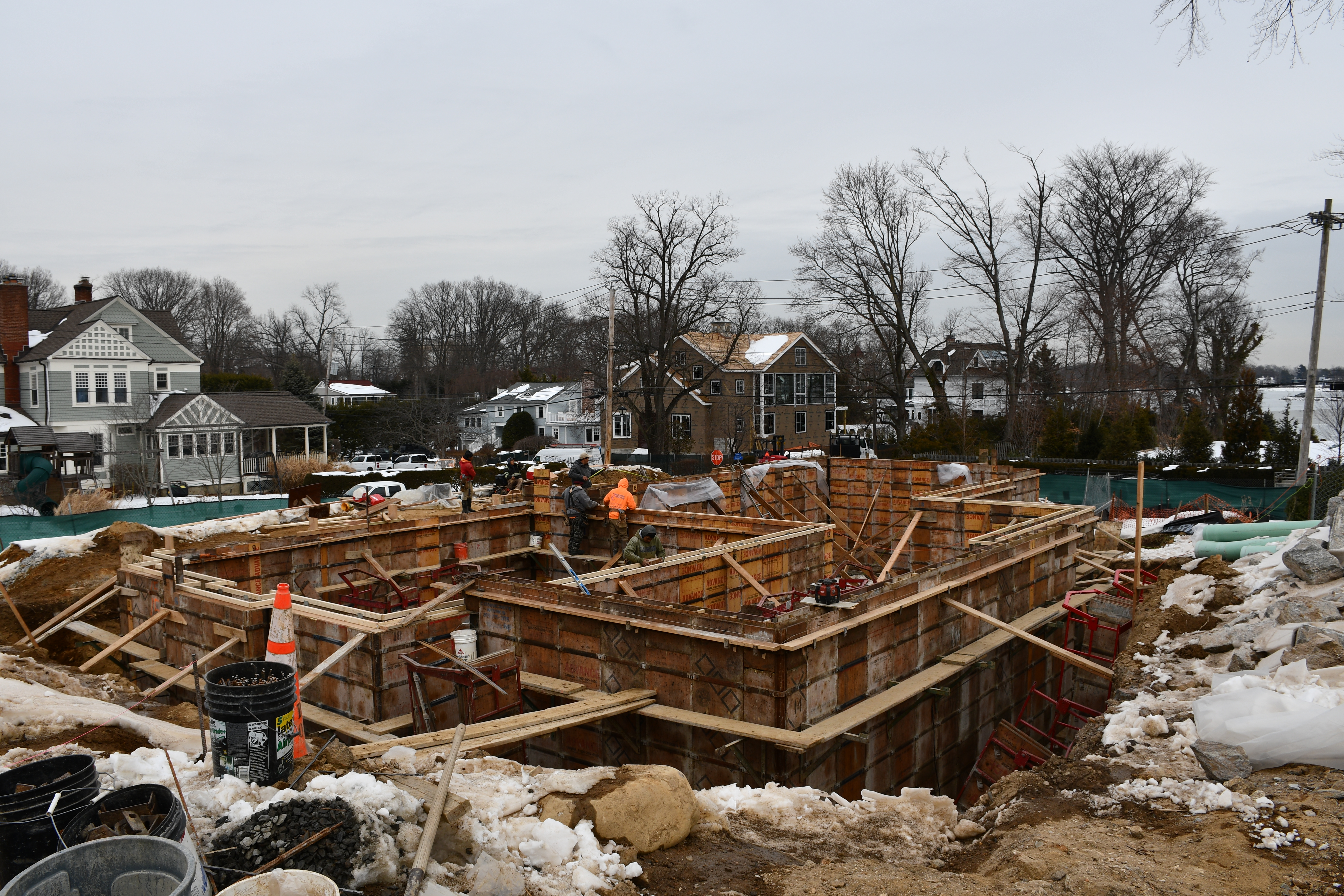 Foundation Pouring of 5 Walnut Ave in Larchmont Manor, Westchester County, New York.
